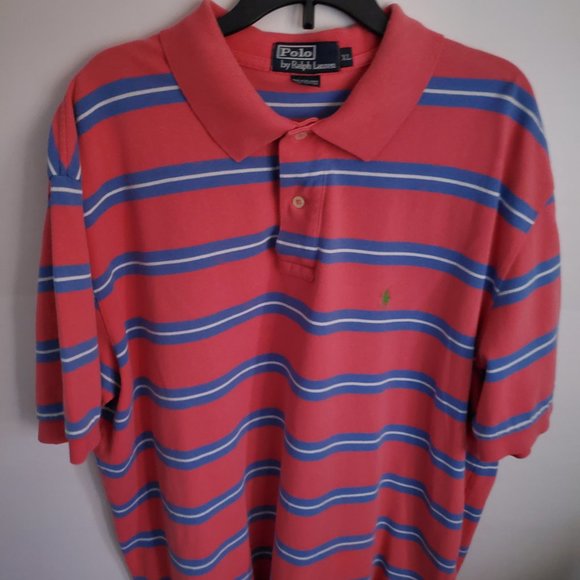 Ralph Lauren Other - Ralph Lauren Men's shirt orange, blue/white striped, short sleeve 100% cotton.